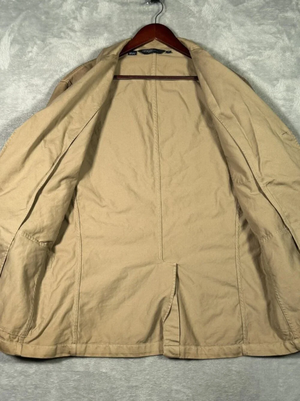 Vintage Polo Ralph Lauren Blazer Mens Large Beige Cotton Chore Sport Coat Jacket